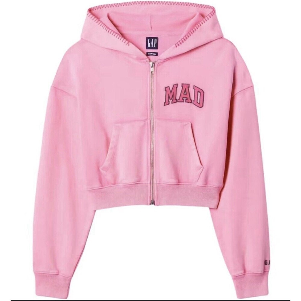 Gap x MadHappy Medium Full Zip Cropped Hoodie Light Pink  MSRP 108